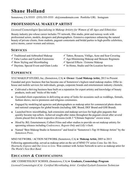 makeup artist resume for freshers.